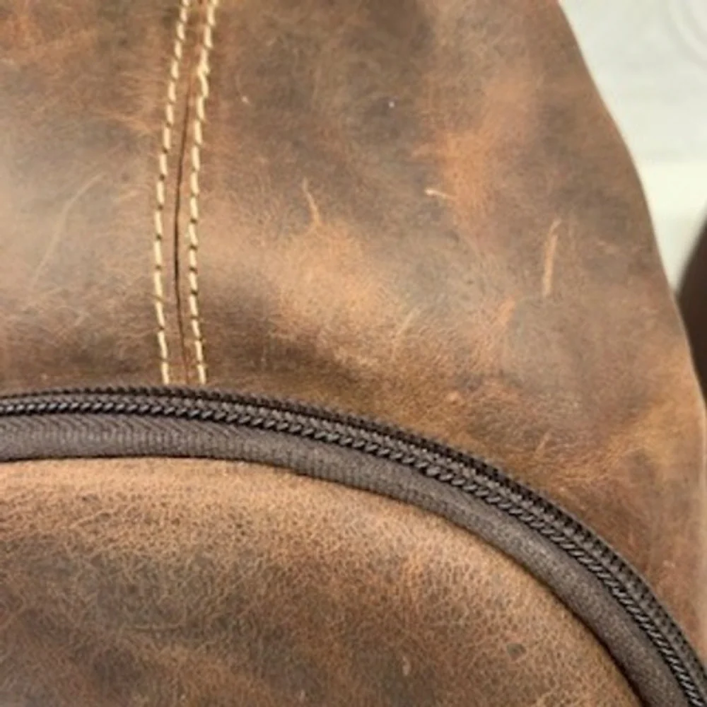 American Bison Brown Genuine Leather Sling Bag Crossbody Backpack ABBG 41-25211